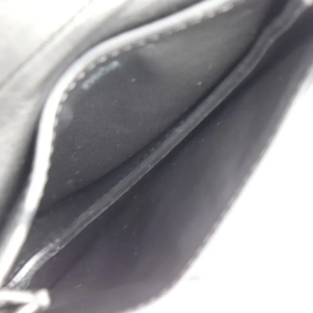 Christian Dior Saddle Poach Saddle Pouch Coin Case Leather Black Silver